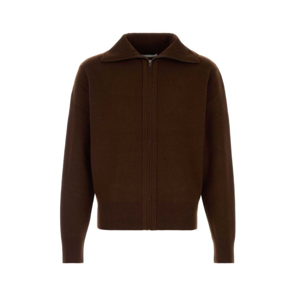 Entire Studios Men Chocolate Stretch Polyester Blend Cardigan